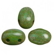 Les perles par Puca® Samos kralen Opaque green turquoise travertin dark 63130/86805